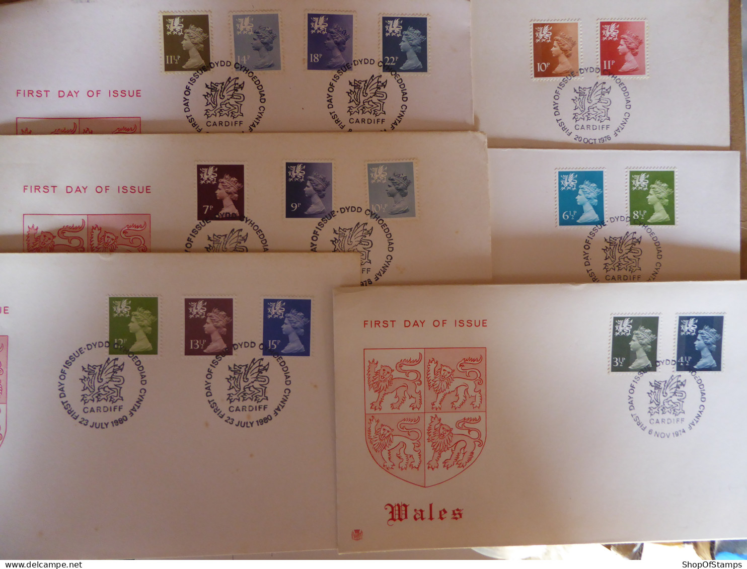 GREAT BRITAIN SG  FDC  WALES Definitive Covers DEFINITIVES 6 COVERS - Zonder Classificatie