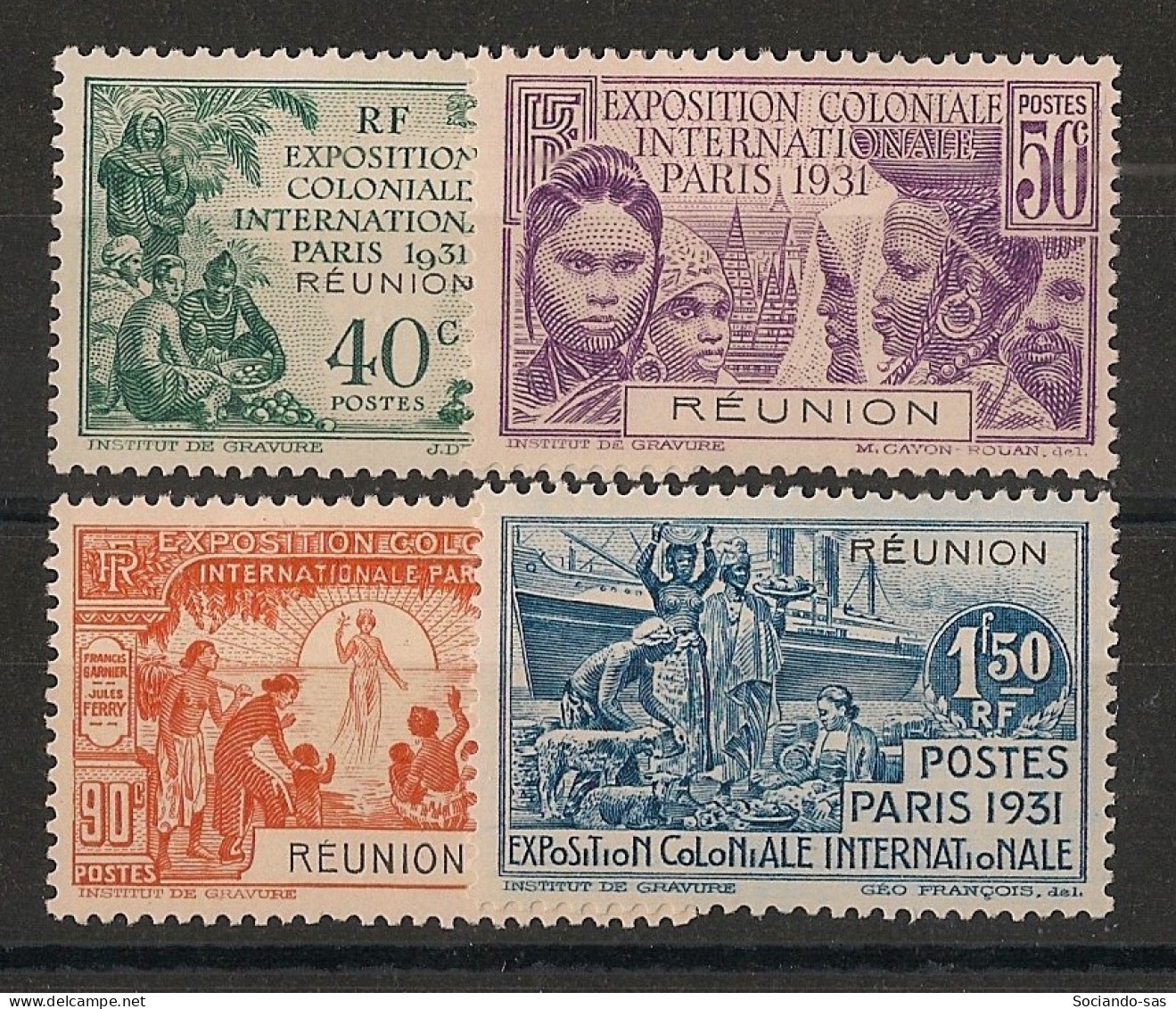REUNION - 1931 - N°YT. 119 à 122 - Exposition Coloniale - Neuf * / MH VF - Unused Stamps