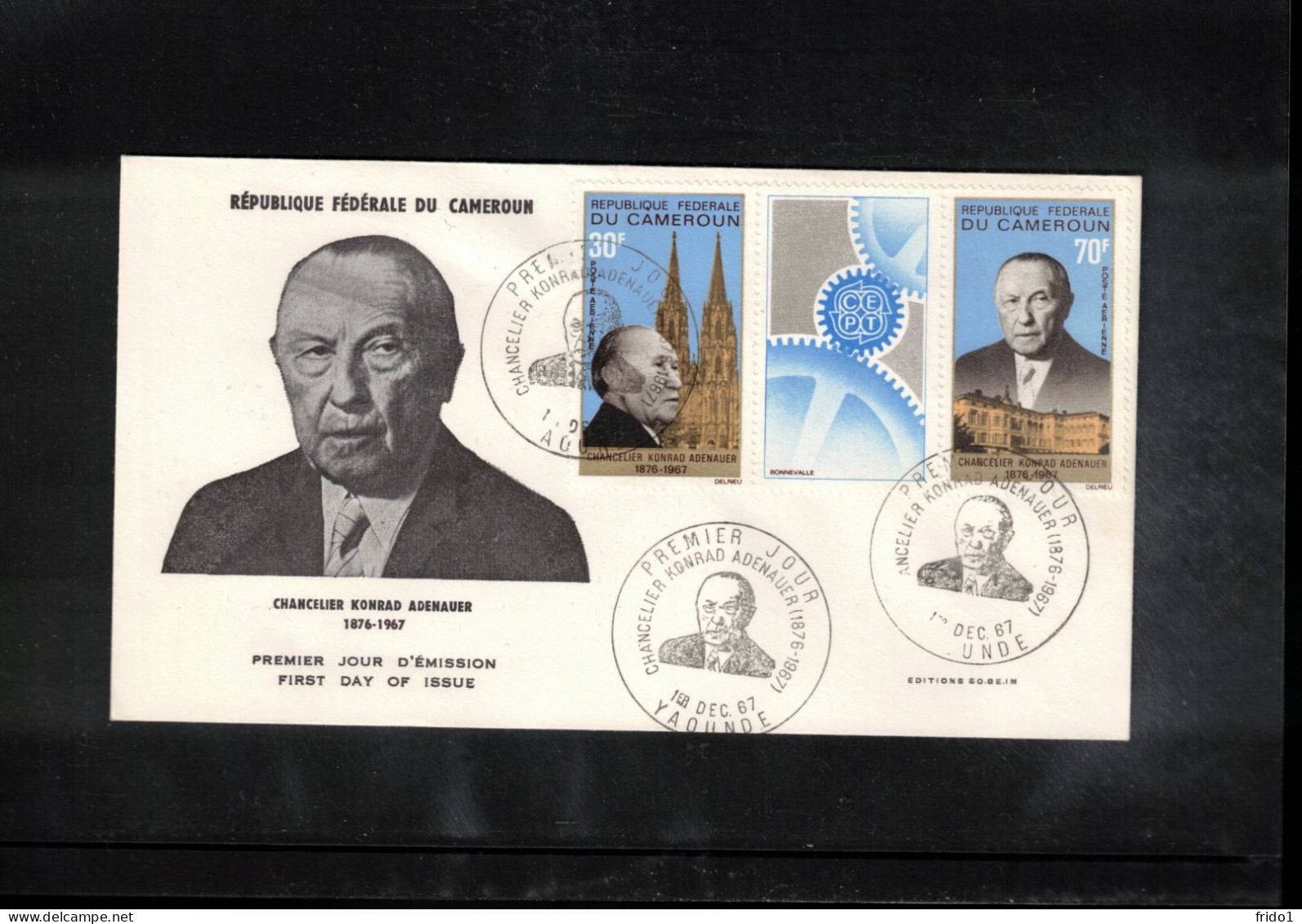 Cameroun 1967  Im Memoriam Dr. Konrad Adenauer FDC - Autres & Non Classés