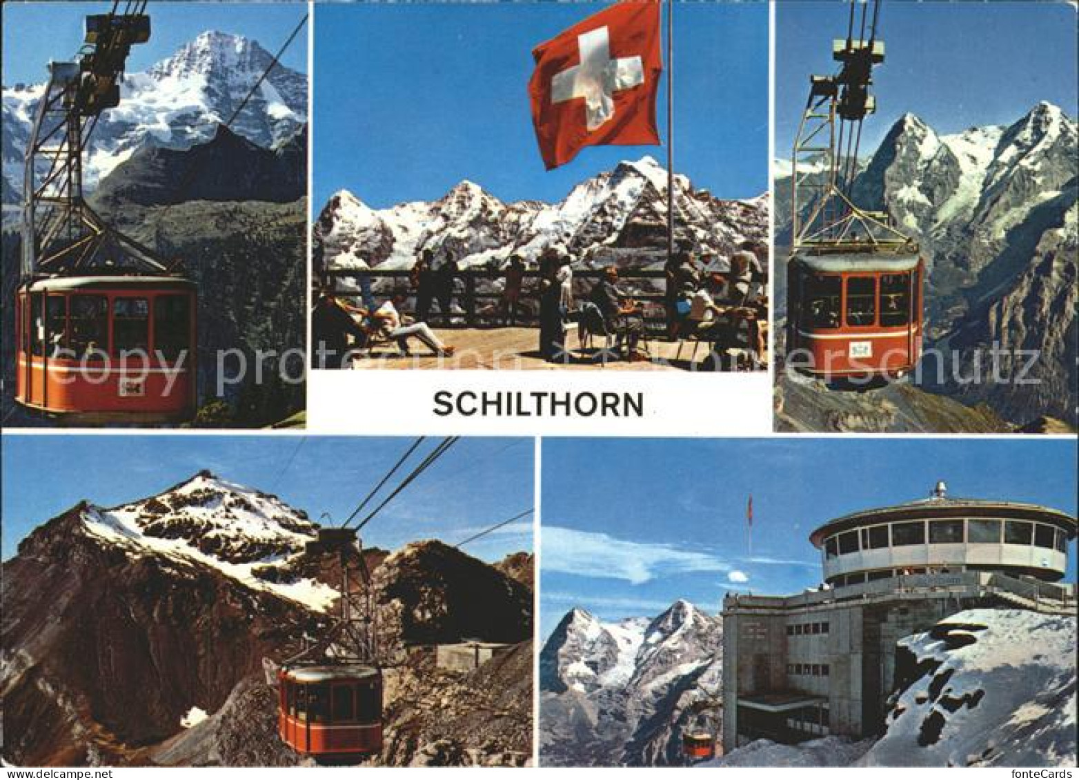 11899651 Muerren BE Schilthorn Seilbahn Drehrestaurant Piz Gloria Schweizer Flag - Other & Unclassified