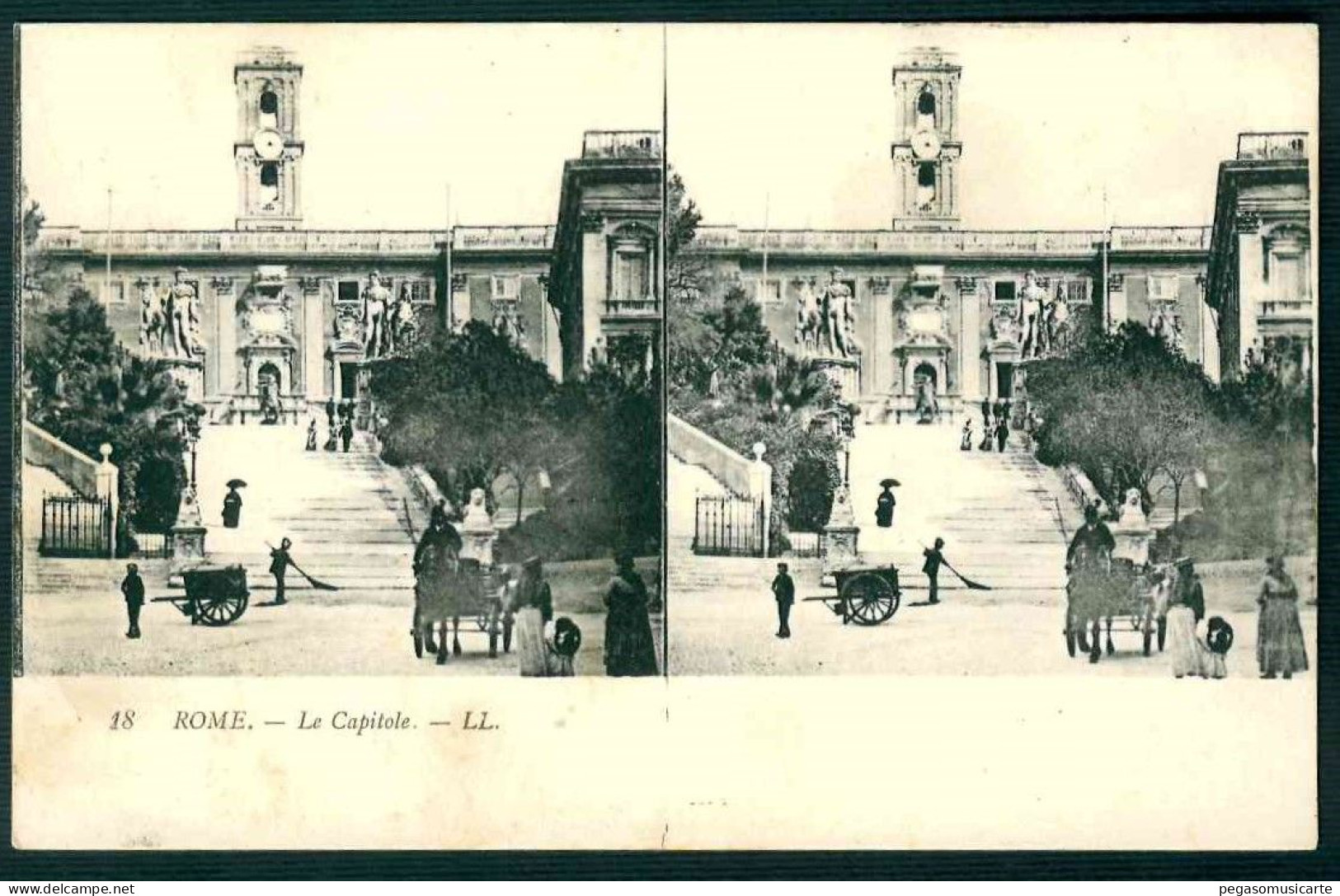 BF162 ROMA IL CAMPIDOGLIO ROME LE CAPITOL CARTOLINA STEREOSCOPICA ANIMATA 1910 CIRCA STEREOSCOPIC - Other & Unclassified