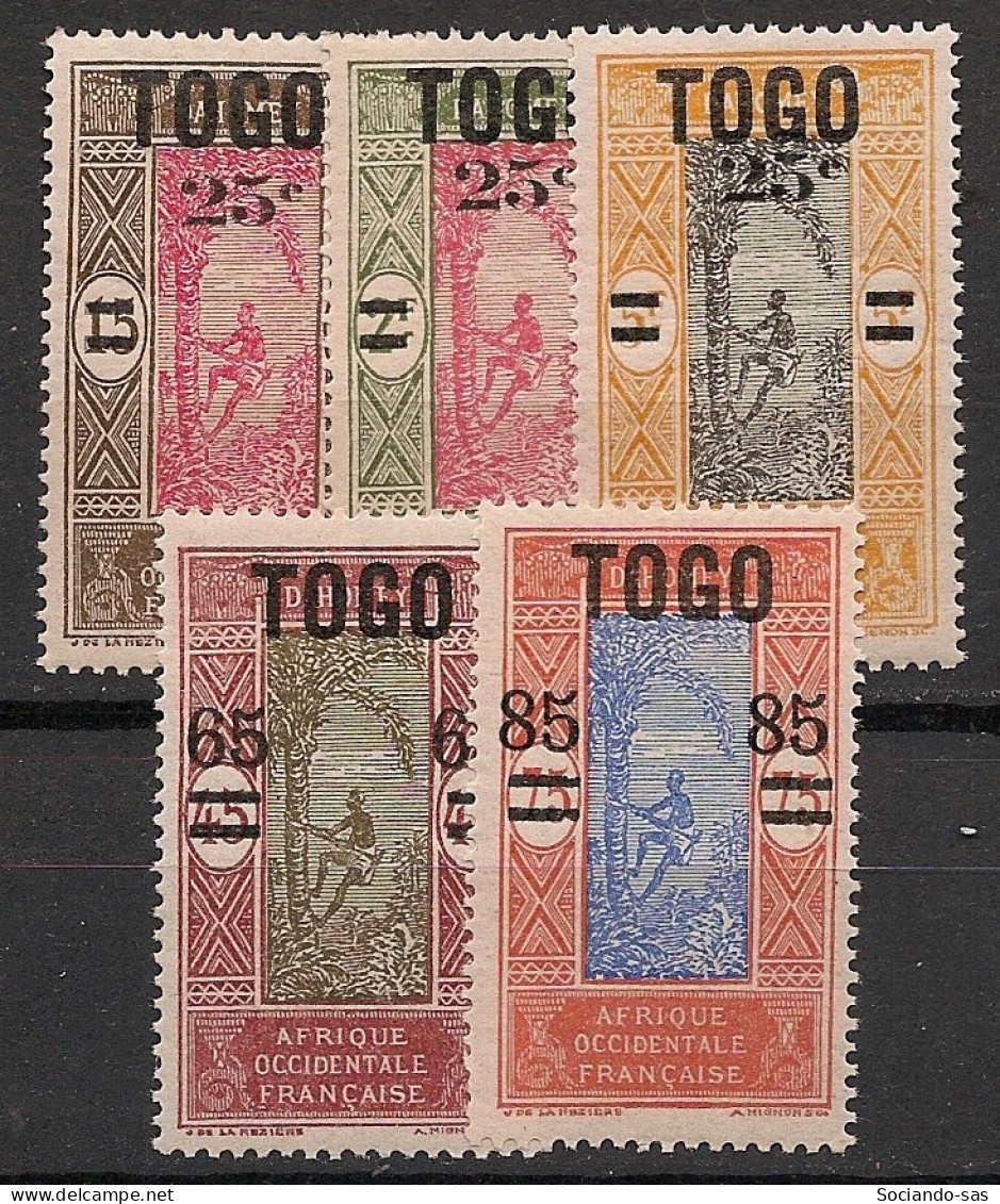 TOGO - 1924-25 - N°YT. 119 à 123 - Série Complète - Neuf Luxe** / MNH / Postfrisch - Unused Stamps