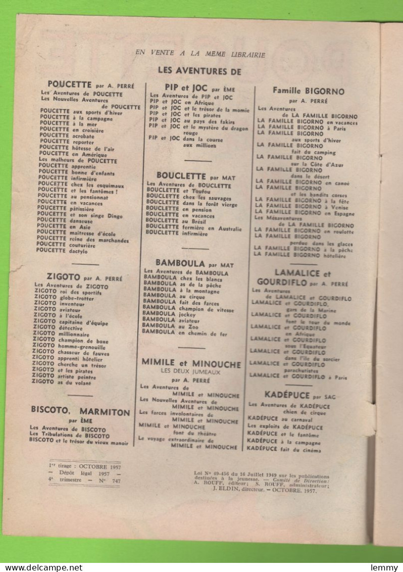 POUCETTE - DEMOISELLE D'HONNEUR - A. PERRÉ - Ed. ROUFF - N°747 - 1957 - 32 Pages - Otros & Sin Clasificación