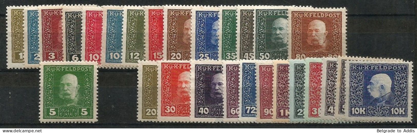 Austria K.u.K. Feldpost Hungary Mi.26/48 Complete Set Of 27 Values MNH/** & MH/* 1915/17 - Unused Stamps