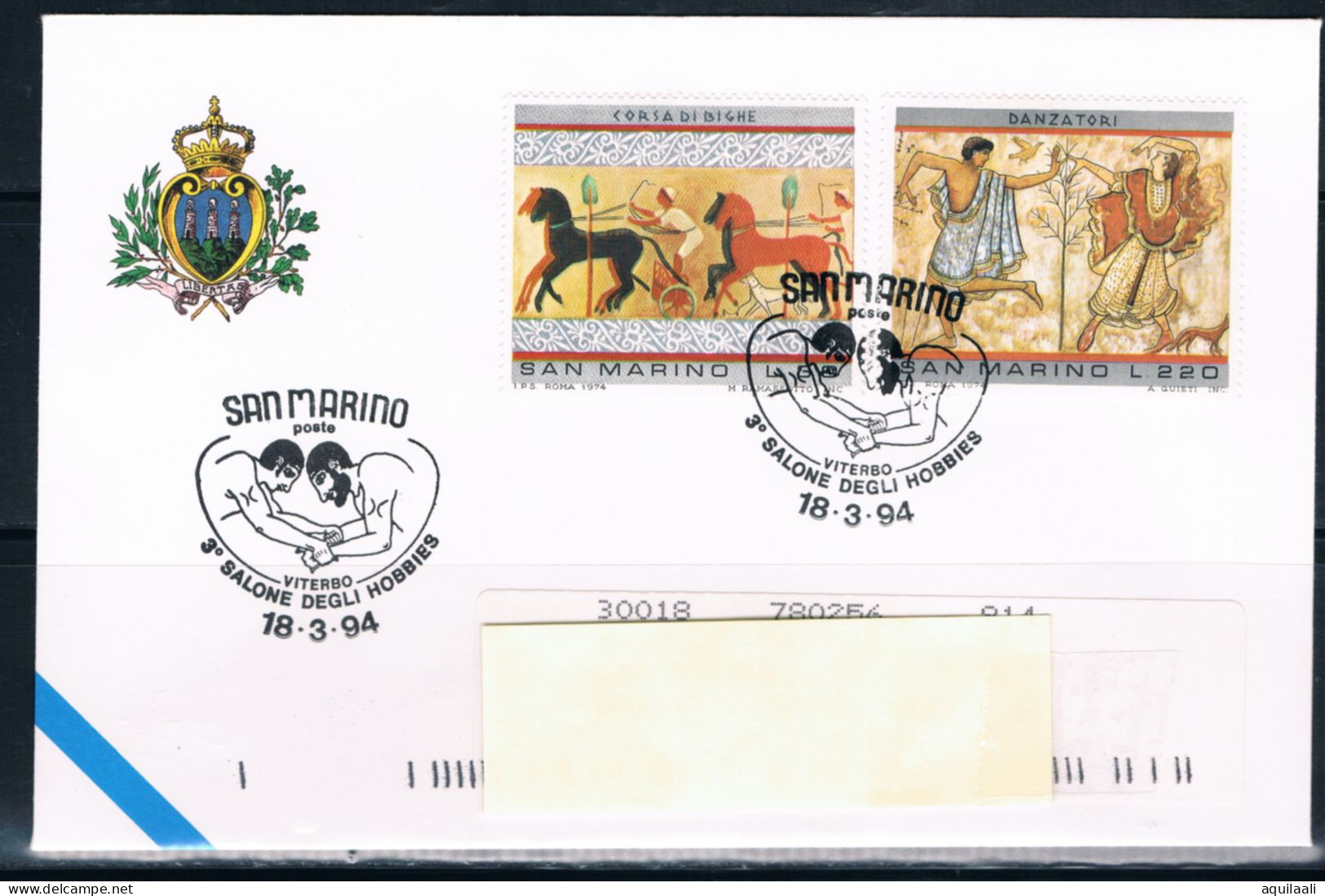 SAN MARINO 1994 -  Viterbo. "3' Salone Degli Hobbies", Annullo Speciale. - Briefmarkenausstellungen