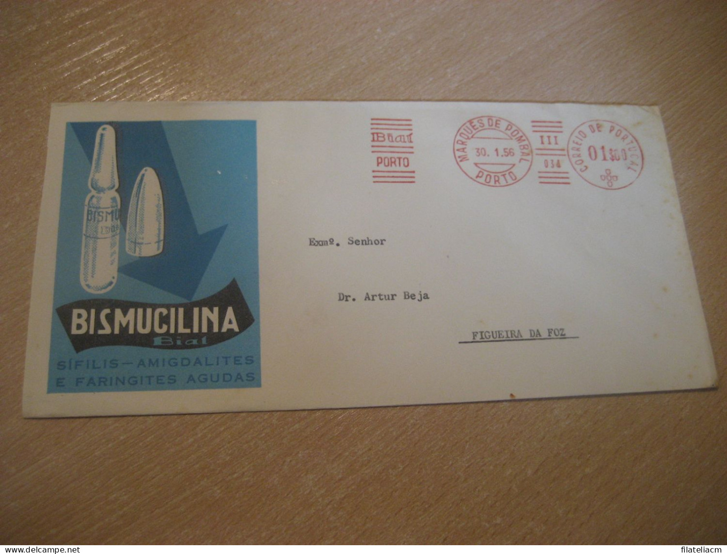 PORTO 1956 To Figueira Da Foz Bial Bismucilina Pharmacy Health Chemical Meter Mail Cancel Cover PORTUGAL - Cartas & Documentos