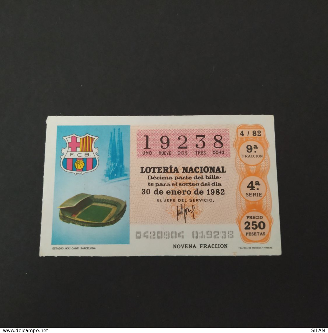 DÉCIMO DE LOTERÍA 1982 CAMP NOU FC BARCELONA. LOTERIE 1982 CAMP NOU FC BARCELONA - Andere & Zonder Classificatie