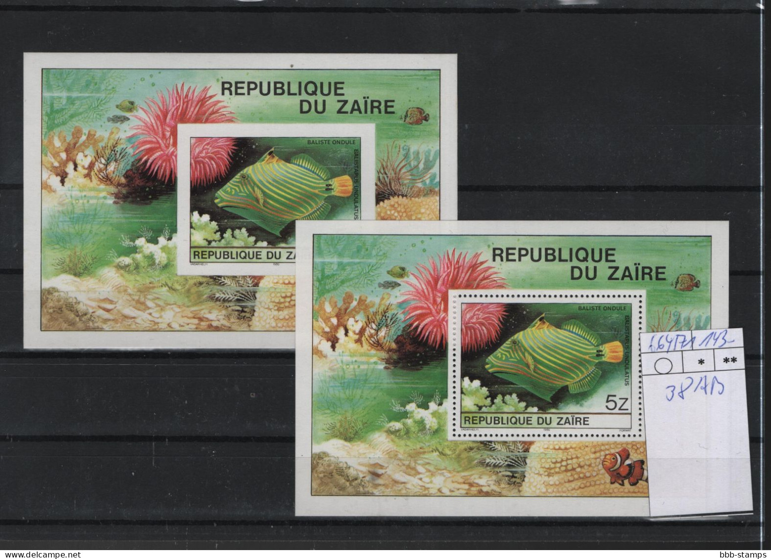 Kongo Kinshasa Michel Cat.No. Mnh/** 664/671 A/B + Sheet 38 A/B Fish - Ungebraucht