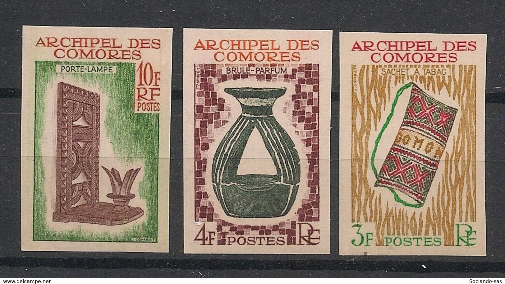 COMORES - 1963 - N°YT. 29 à 31 - Artisanat / Handcraft - Non Dentelé / Imperf. - Neuf Luxe ** / MNH / Postfrisch - Nuevos