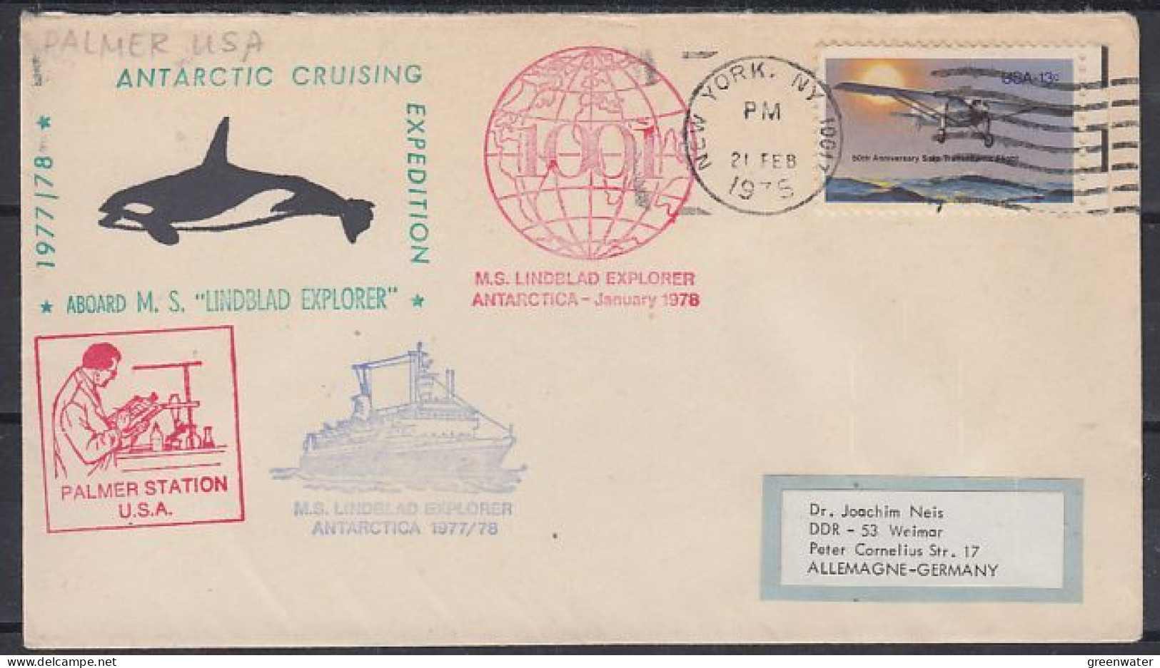 USA  MS Lindblad Explorer Antarctic Cruising Expedition 1977/1978 Ca Palmer Station Ca NY 21 FEB 1975 (59729) - Navires & Brise-glace
