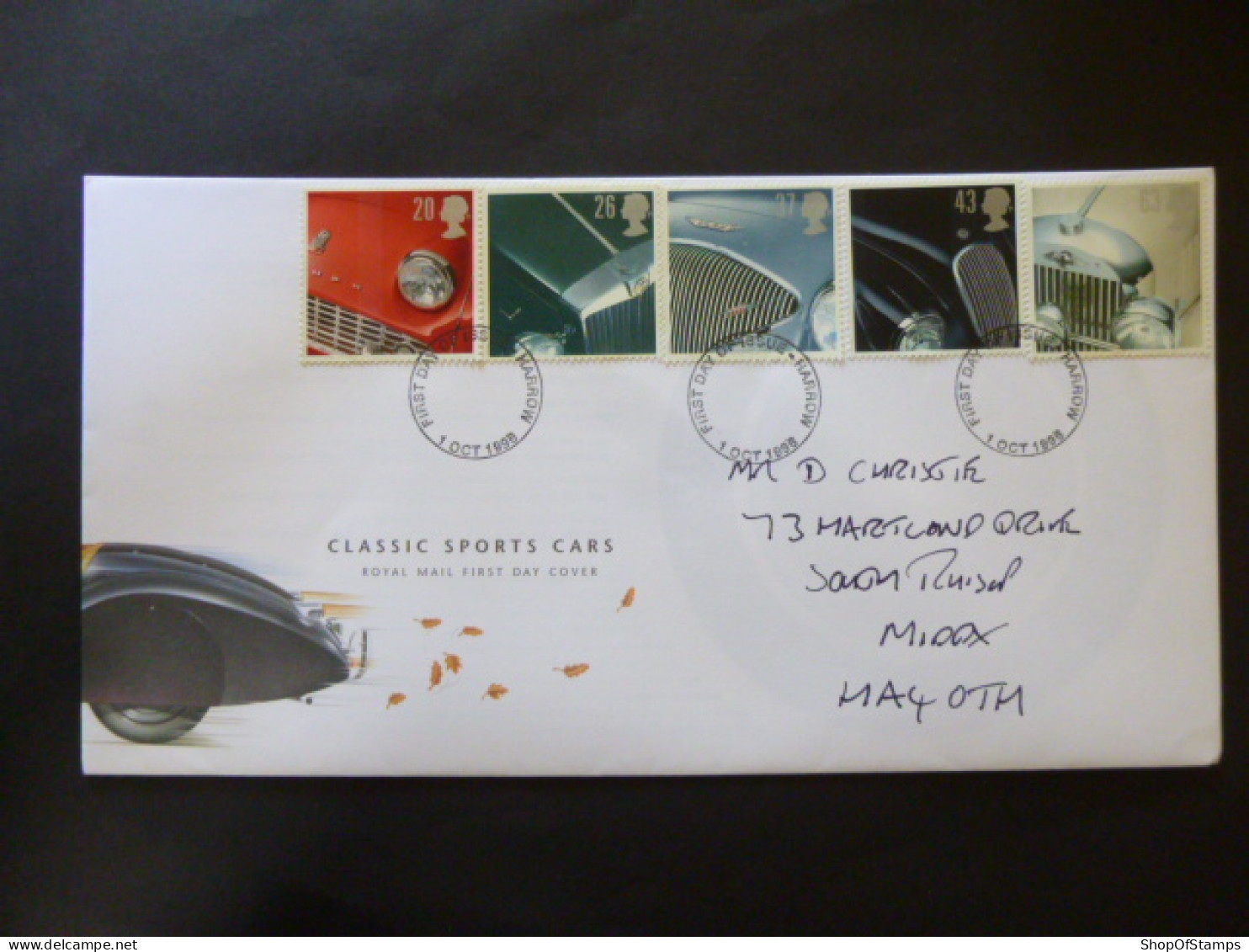 GREAT BRITAIN SG 1945-49 CLASSIC SPORTS CARS FDC HARROW - Sin Clasificación