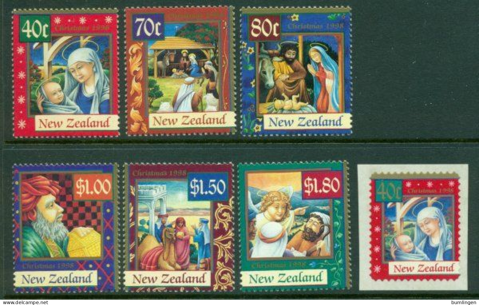 NEW ZEALAND 1998 Mi 1704-09 + 1710** Christmas [B1122] - Weihnachten
