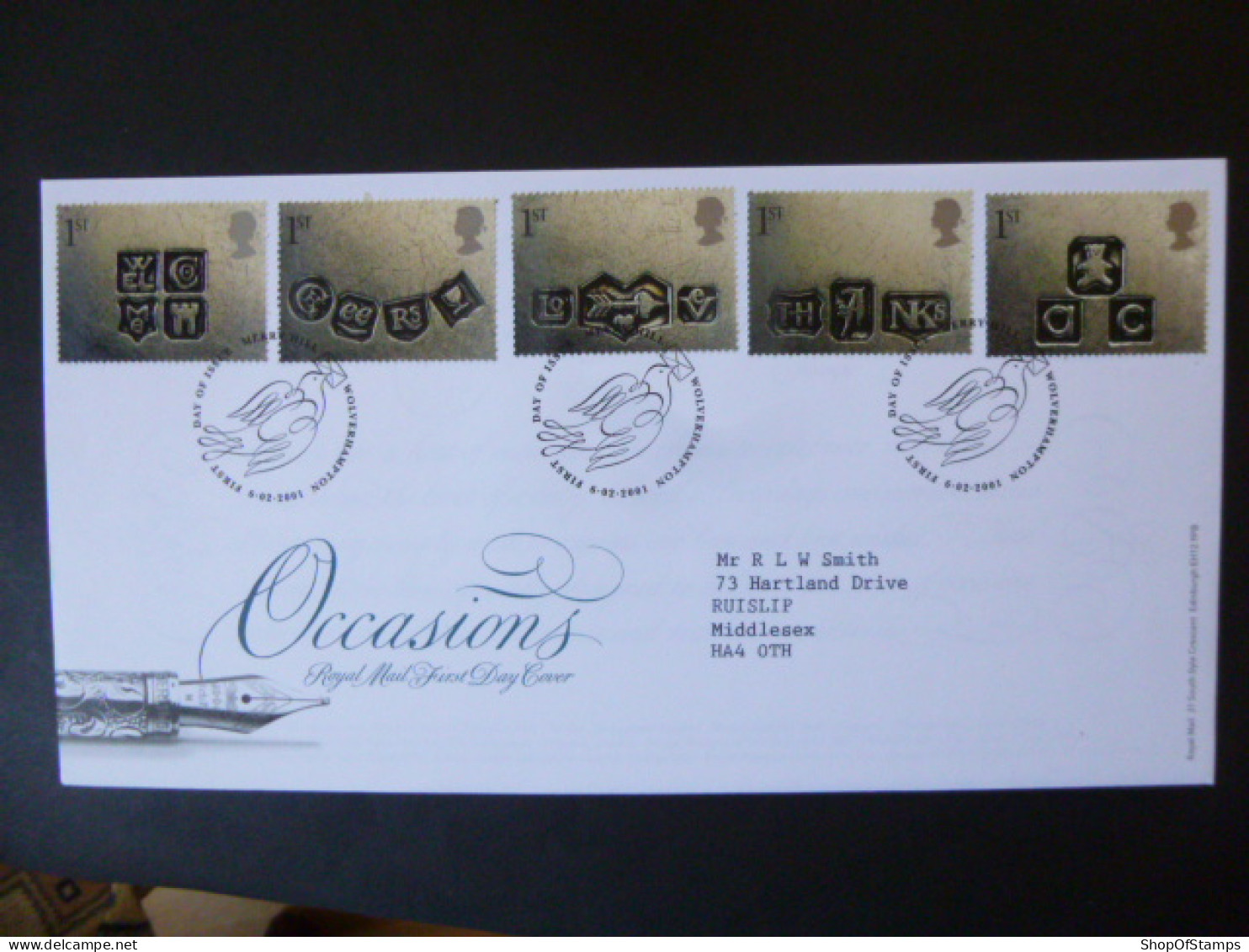 GREAT BRITAIN SG 2182-86 OCCASIONS GREETING STAMPS FDC WOLVERHAMPTON - Ohne Zuordnung