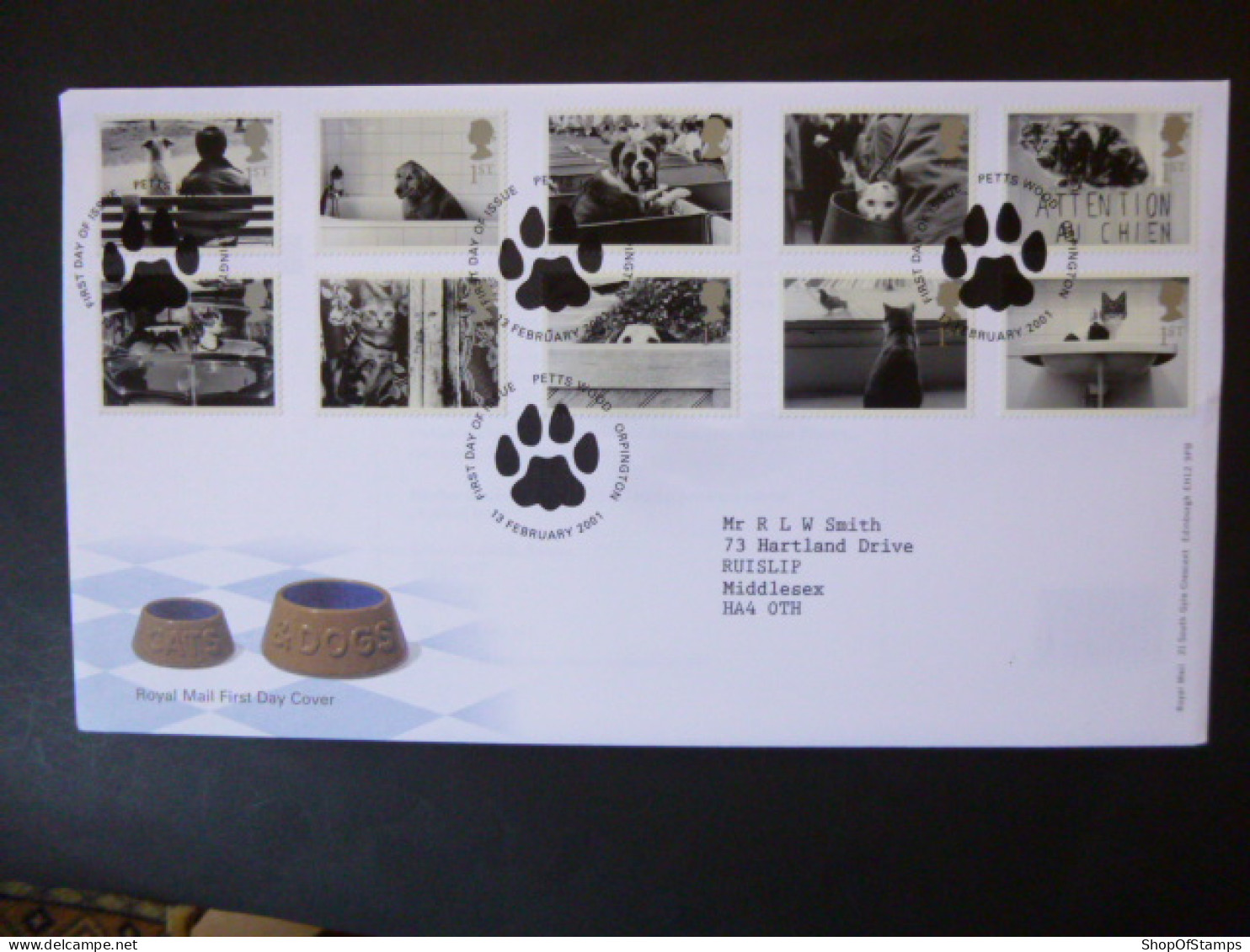 GREAT BRITAIN SG 2187-96 CATS AND DOGS FDC PETTS WOOD ORPINGTON - Unclassified