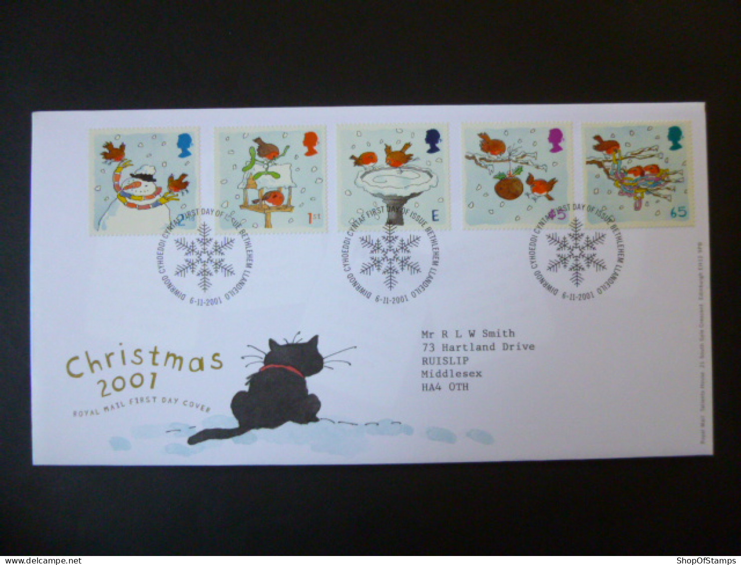 GREAT BRITAIN SG 2238-42 CHRISTMAS ROBINS FDC BETHLEHEM LLANDEILO - Sin Clasificación