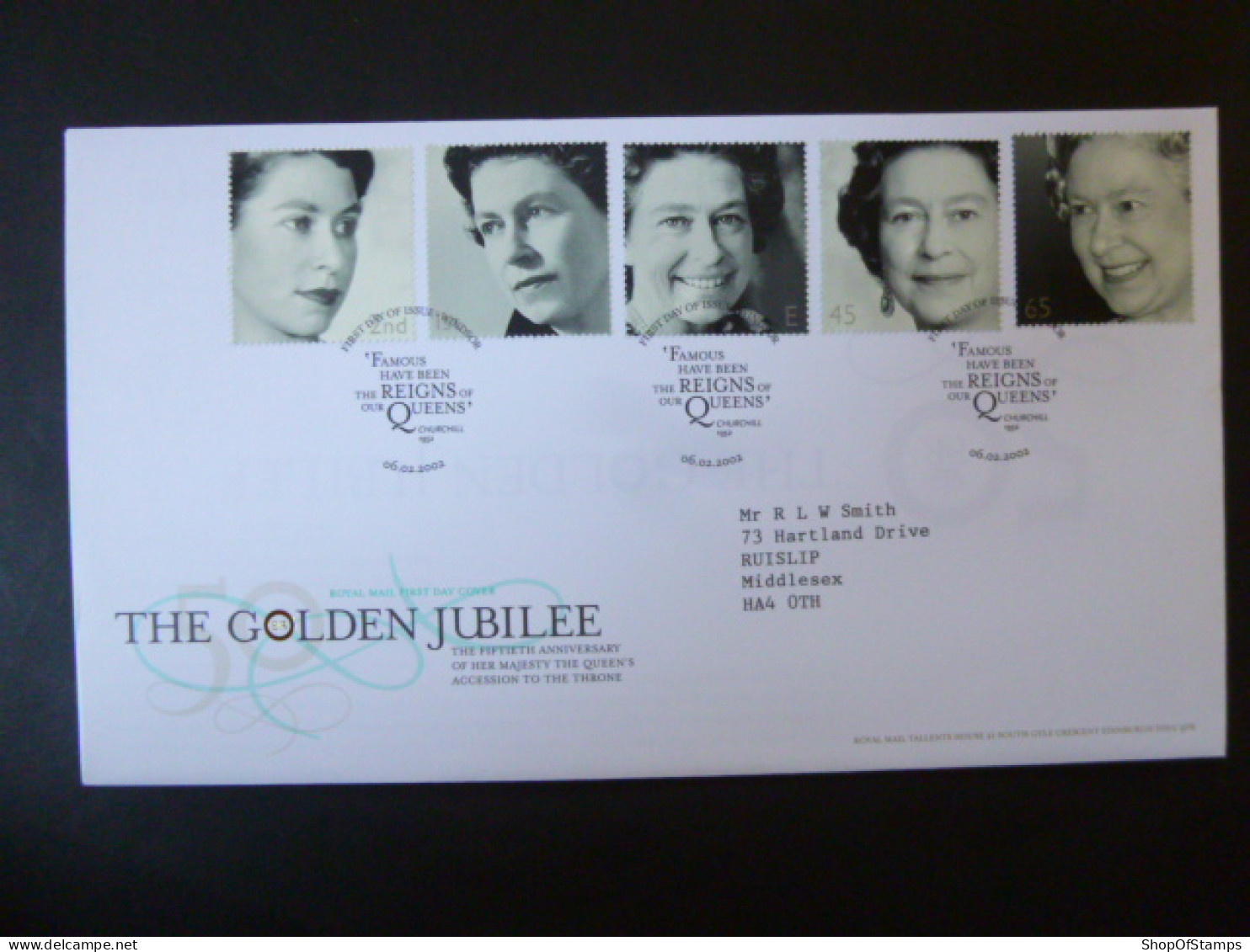 GREAT BRITAIN SG 2253-57 GOLDEN JUBILEE STUDIO PORTRAITS OF QUEEN FDC WINDSOR - Non Classés