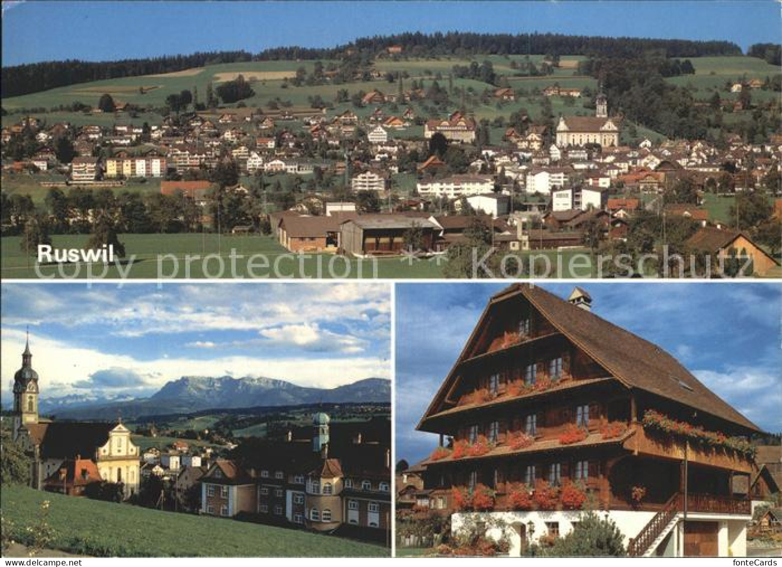 11896832 Ruswil Panorama Kirche Mit Pilatus Bauernhaus Ruswil - Otros & Sin Clasificación