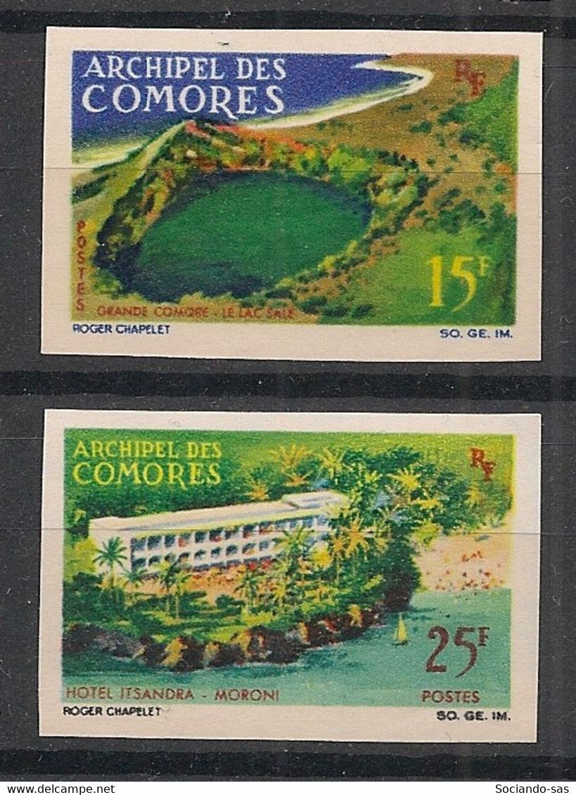 COMORES - 1967 - N°YT. 39 à 40 - Lac Et Hotel - Non Dentelé / Imperf. - Neuf Luxe ** / MNH / Postfrisch - Neufs