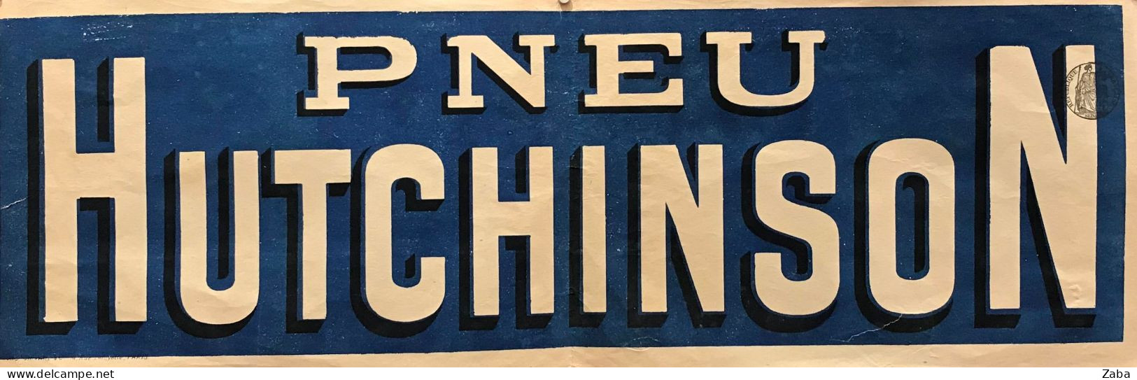 1890's French Orginal Bicycle Poster, Pneu Hutchinson (Banner) - Posters