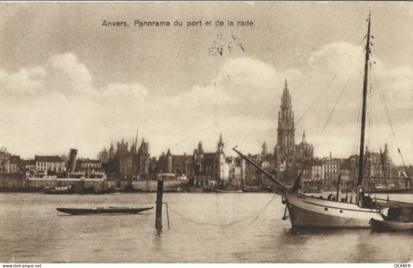 ANVERS : Panorama Du Port Et De La Rade. Censure Antwerpen En Rouge + Oblitération Chemin De Fer : Sint-Lambrechts Woluw - Antwerpen