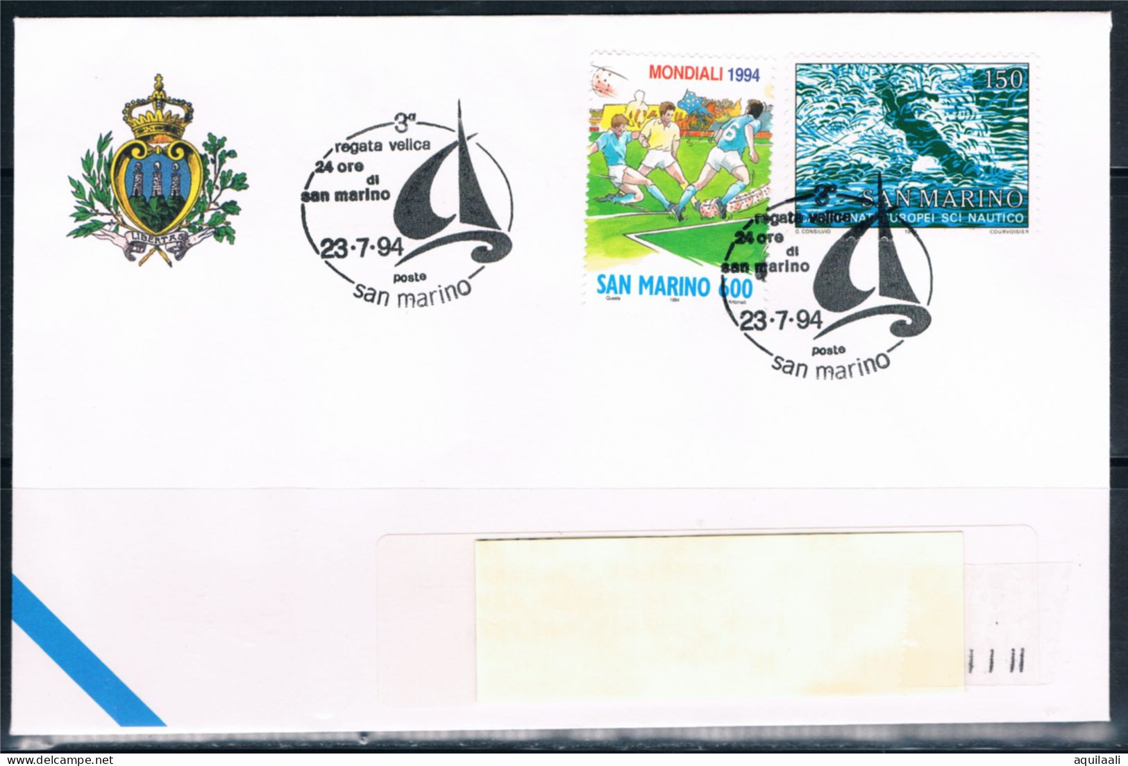 SAN MARINO 1994 -Regata Velica, Annullo Speciale 23.7.94 - Segeln