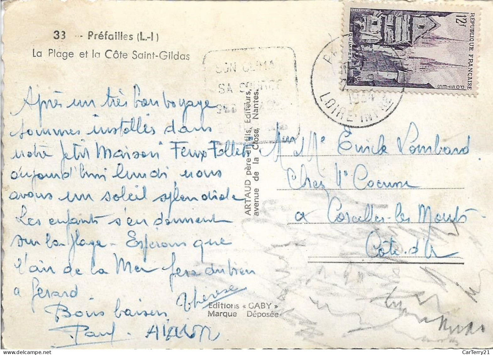 44. PREFAILLES. LA PLAGE ET LA CÔTE SAINT-GILDAS. 1954. - Préfailles