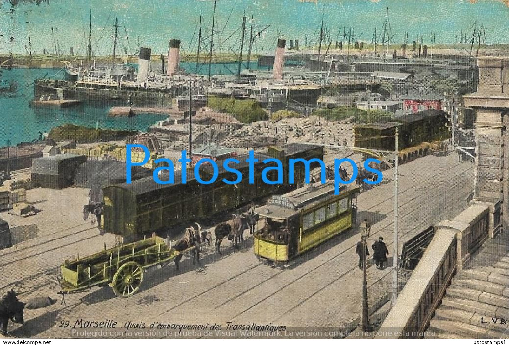 227915 FRANCE MARSEILLE TRANSATLANTIC BOARDING DOCKS SHIP TRAIN & TRAMWAY POSTAL POSTCARD - Sonstige & Ohne Zuordnung