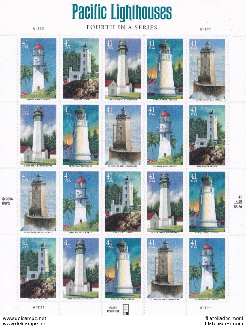 2007 Stati Uniti, N° 4386/4390  Minifoglio Di 20 MNH/** - Otros & Sin Clasificación