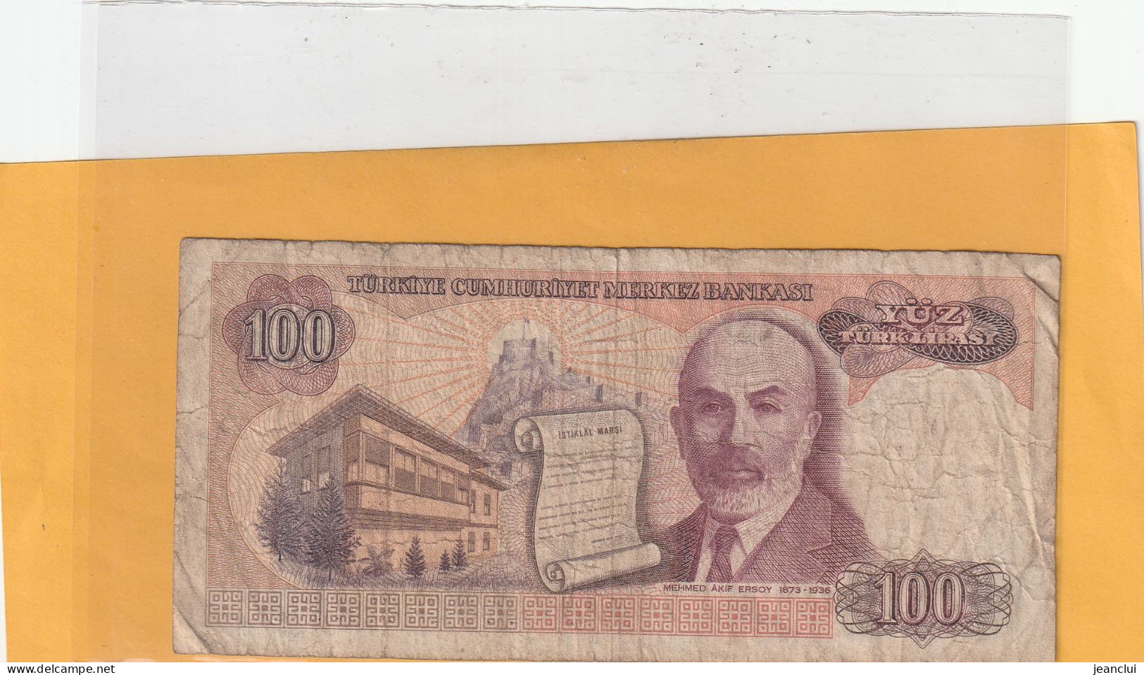 TURKIYE CUMHURIYET MERKEZ BANKASI . 100 LIRA . 14 OCAK 1970  . N°  B38 695325 .  2 SCANNES  .  BILLET USITE - Türkei