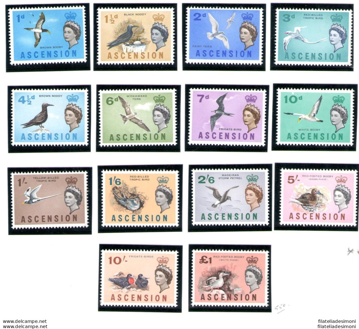 1963 ASCENSION -  Stanley Gibbons N. 70/83 - 14 Valori - MNH** - Andere & Zonder Classificatie