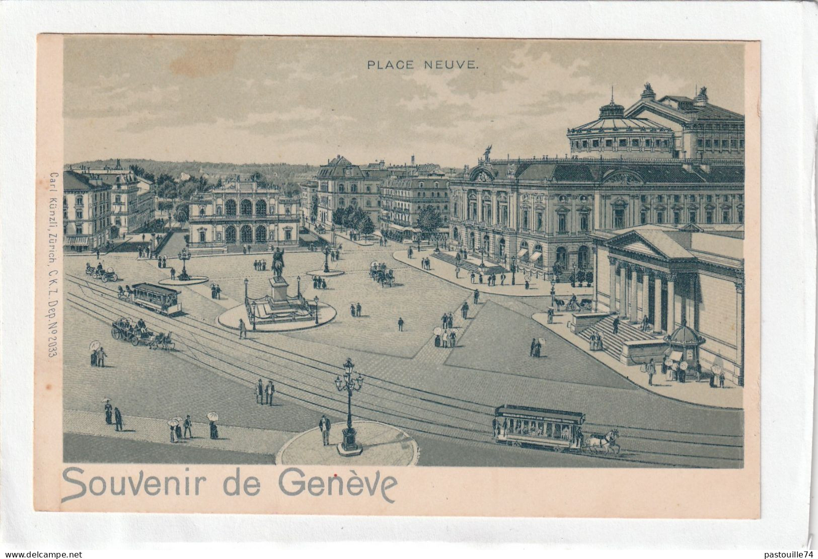 CPA :  14 X 9  -  Souvenir De Genève  - PLACE  NEUVE - Genève