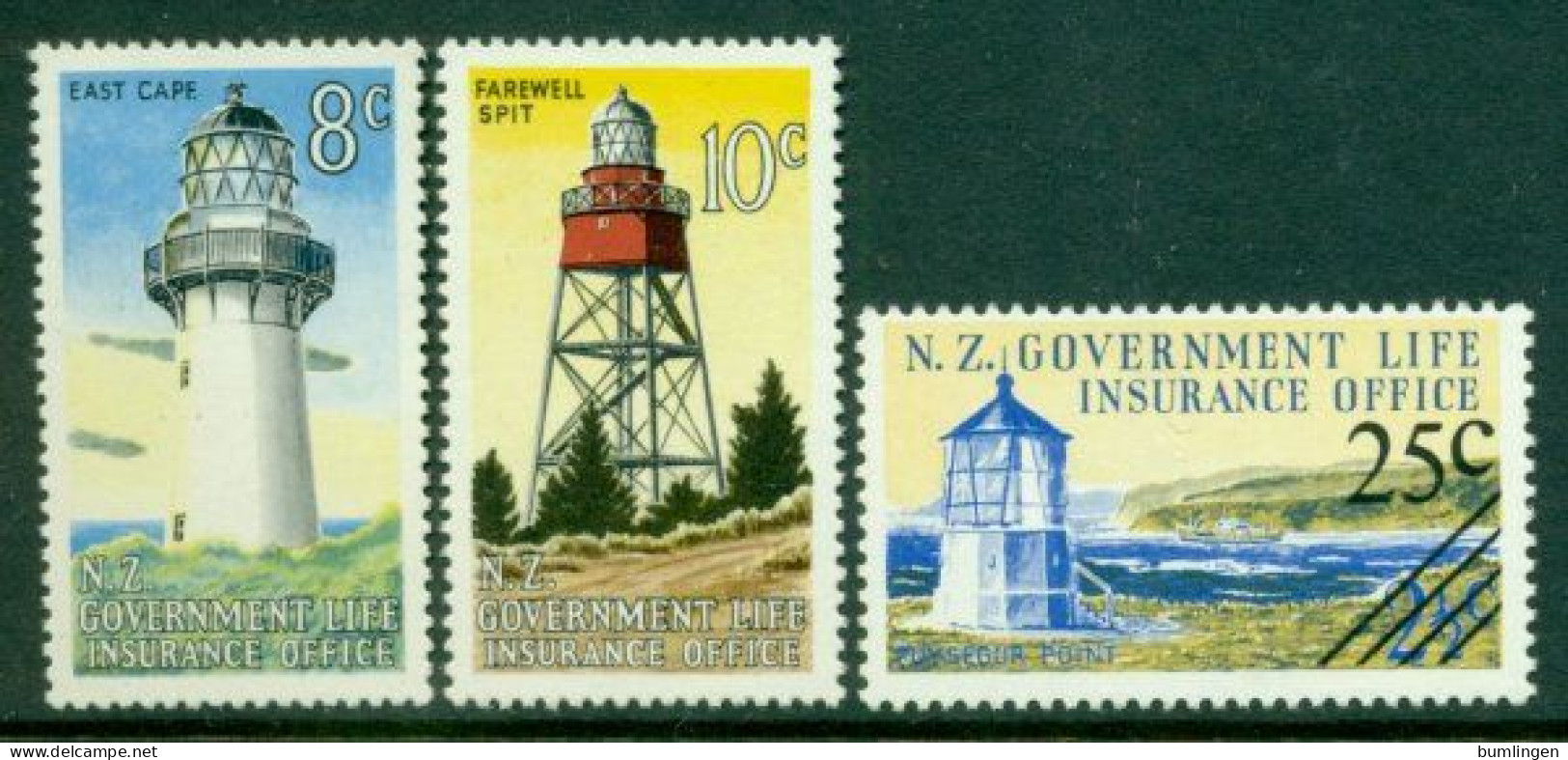 NEW ZEALAND – Government Life Insurance Offie 1976-78 Mi 44-46** Lighthouses [B1146] - Phares