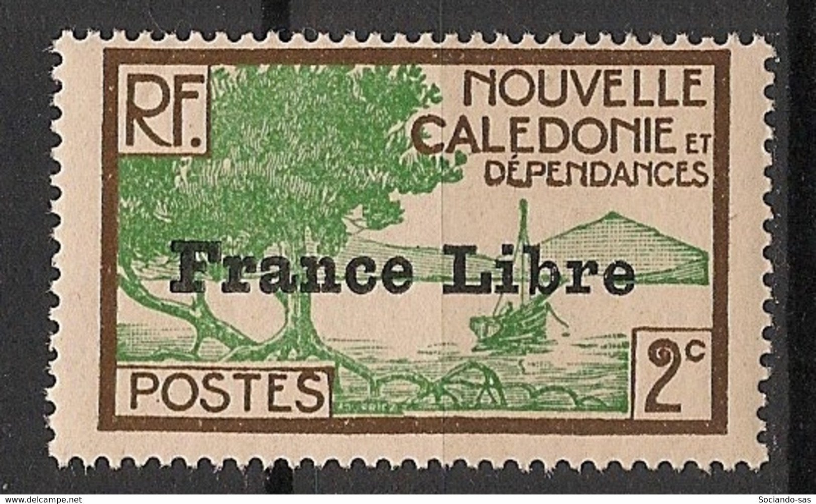 NOUVELLE CALEDONIE - 1941 - N°YT. 196 - France Libre 2c - Neuf GC ** / MNH / Postfrisch - Unused Stamps