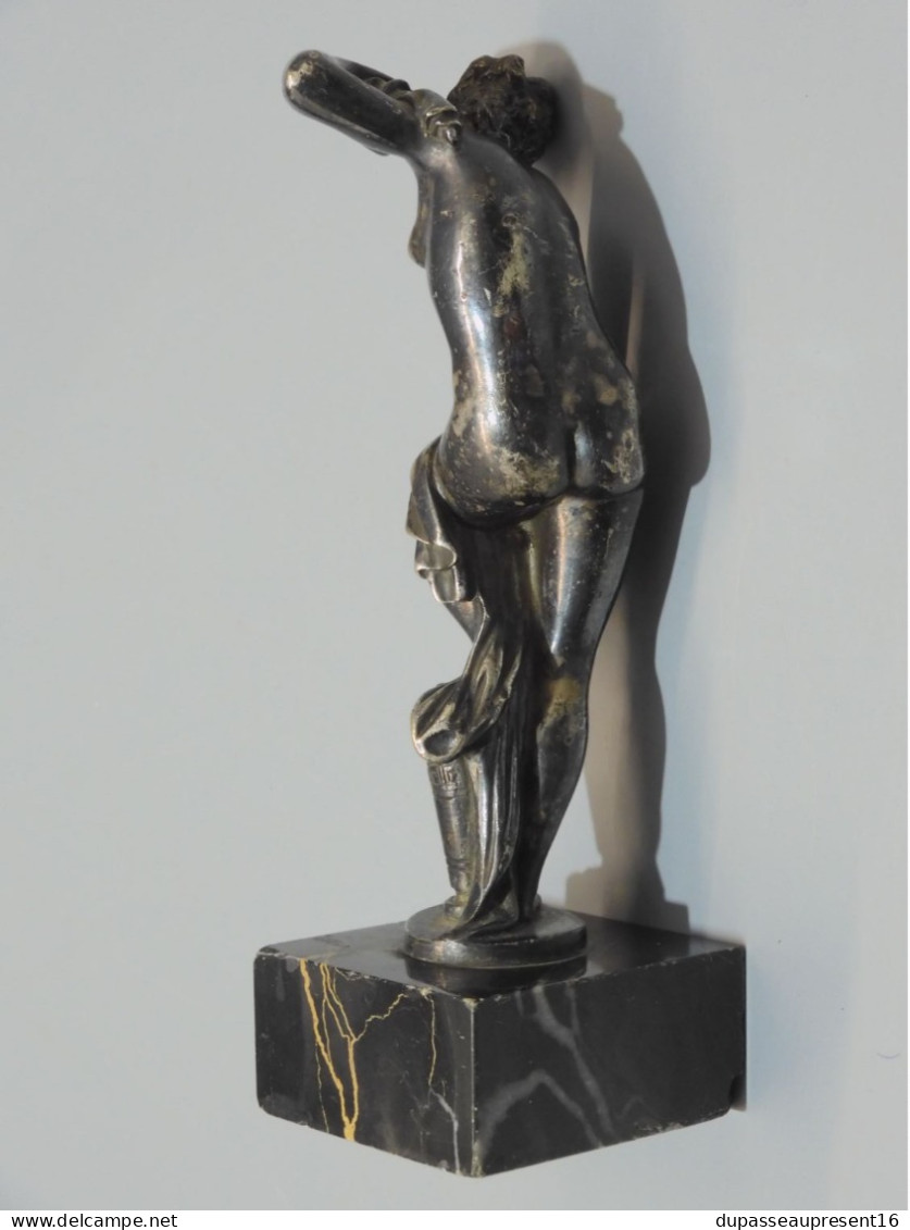 -BELLE STATUETTE BRONZE Argenté TOILETTE D'ATALANTE ? Jeune Femme dénudée   E