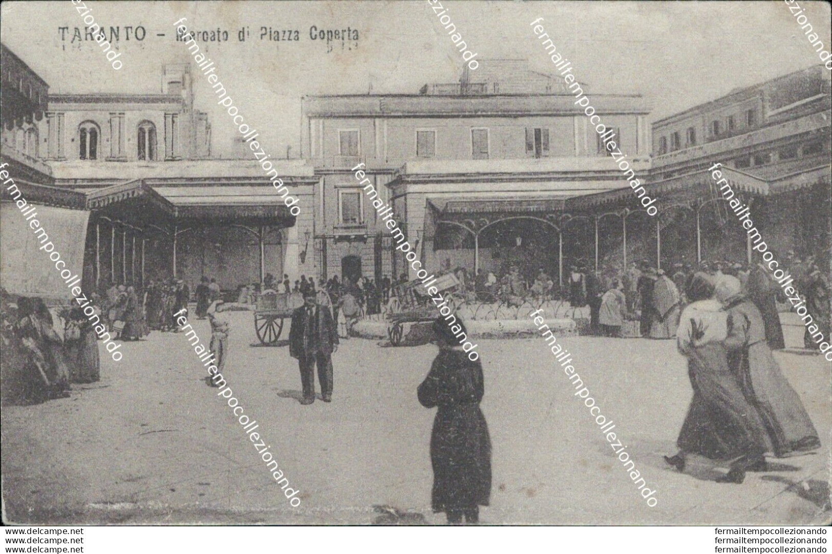 Bc4 Cartolina Taranto Citta' Mercato Di Piazza Coperta 1928 Bella!! - Taranto