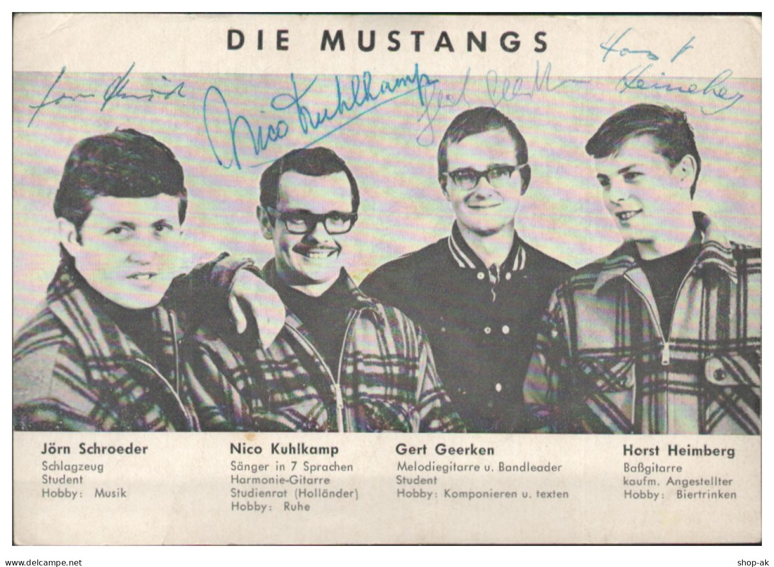 Y29026/ Die Mustangs Beat- Popband  Autogramme Autogrammkarte 1965/66 - Autógrafos