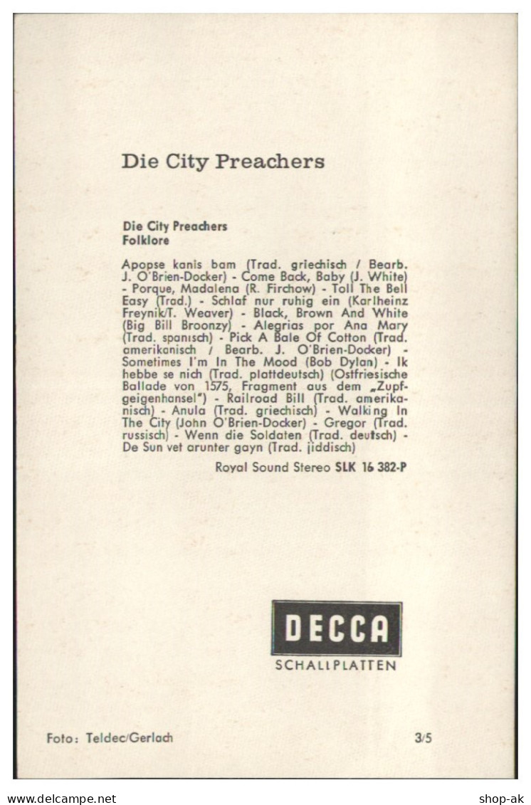 Y29030/ Die City Preachers Autogrammkarte Ca. 1968 - Autres & Non Classés