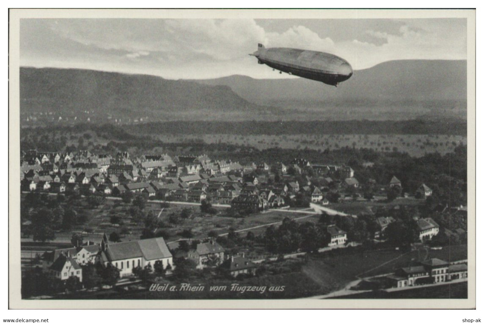 MW14135x/ Zeppelin über Weil A. Rh. AK Seltenes Strähle Luftbild 30er Jahre  - Sonstige & Ohne Zuordnung