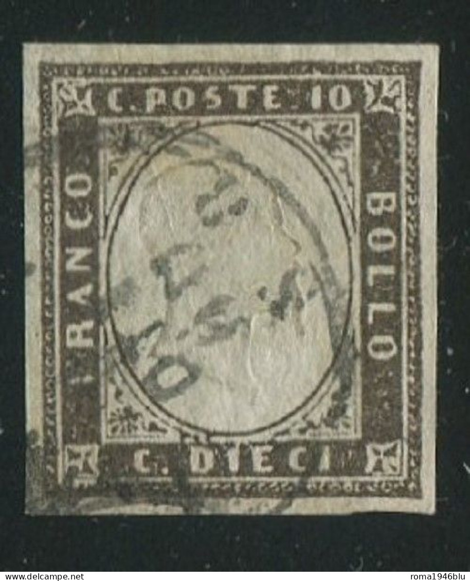 REGNO 1861 10 C. N.D.SASS. 24 Ba CERT. VACCARI - Oblitérés