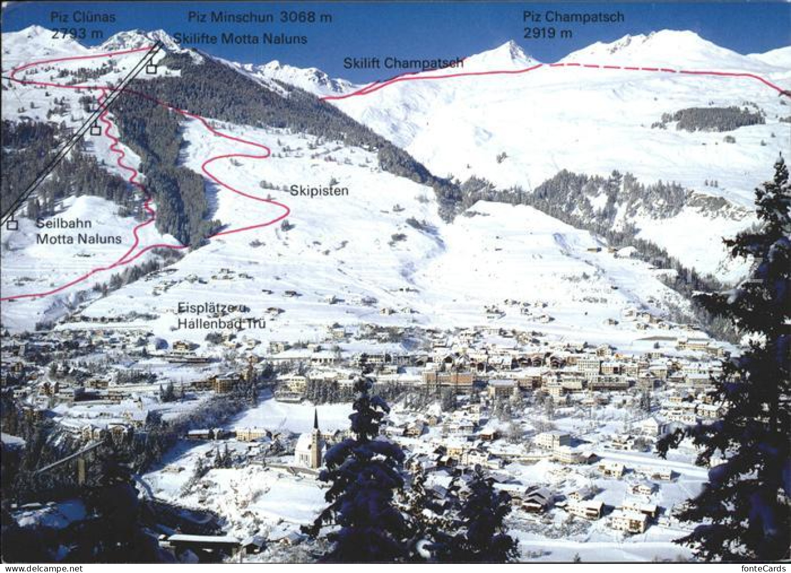 11896570 Bad Scuol Panoramakarte Mit Skipisten Scuol - Other & Unclassified