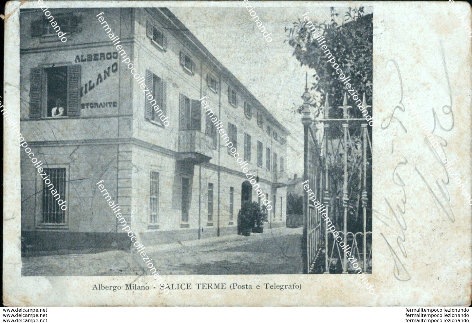 Bs49 Cartolina Salice Terme Posta Etelegrafi  1902 Provincia Di Pavia  Lombardia - Pavia