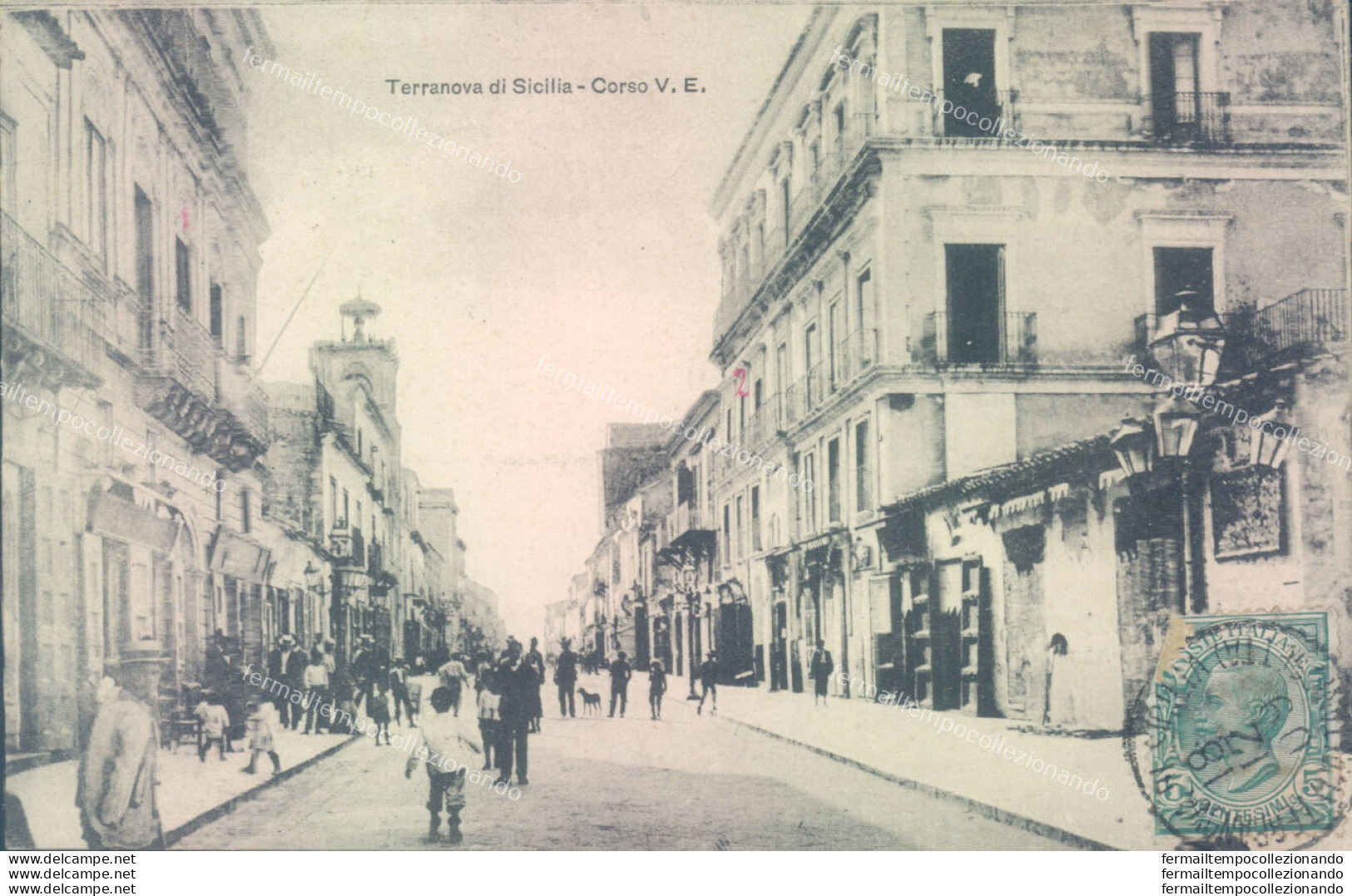 Ae105 Cartolina Terranova Di Sicilia Corso Vittorio Emanuele Bella! Gela - Caltanissetta