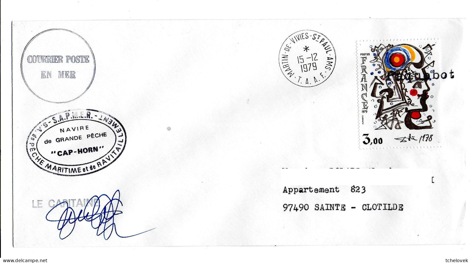 FSAT TAAF Cap Horn Sapmer 15.12.1979 SPA T. France Marianne (3) - Covers & Documents