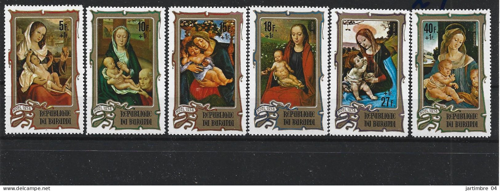 1974 BURUNDI 634-36+ PA 357-59** Noël, Tableaux, Botticelli, Avec Surtaxe - Ungebraucht