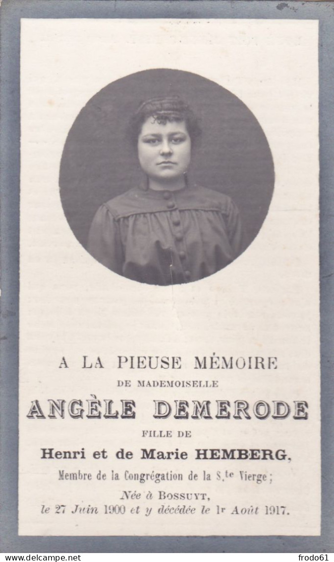 DOODSPRENTJE ANGELE DEMERODE, BOSSUYT, BOSSUIT 1900-1917 - Devotieprenten
