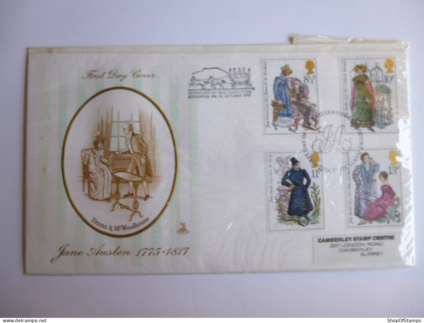 GREAT BRITAIN SG 989-92 JANE AUSTEN BIRTH BICENTENAY   FDC CARRIED BY COACH - Non Classés