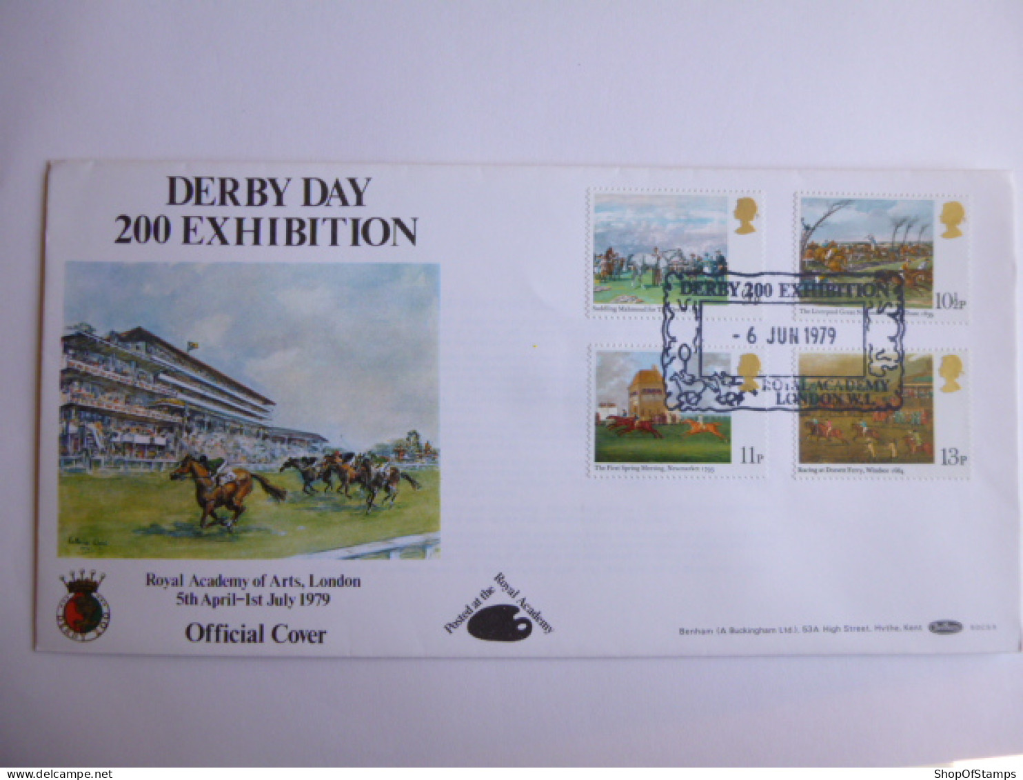 GREAT BRITAIN SG 1087-90 HORSE RACING PAINTINGS   FDC DERBY DAY 200 EXHIBITION - Non Classés
