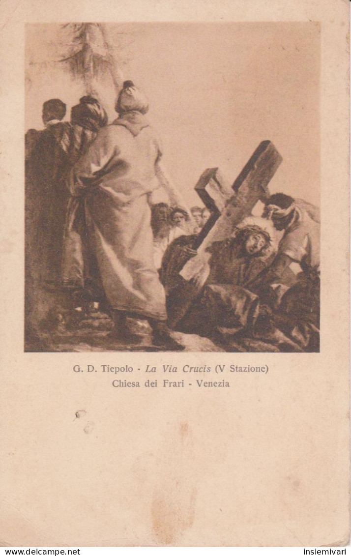 CARTOLINA VENEZIA,VENETO,CHIESA DI FRARI,G.D.TIEPOLO-LA VIA CRUCIS-IX STAZIONE,MEMORIA,STORIA,RELIGIONE,n.v. - Autres & Non Classés