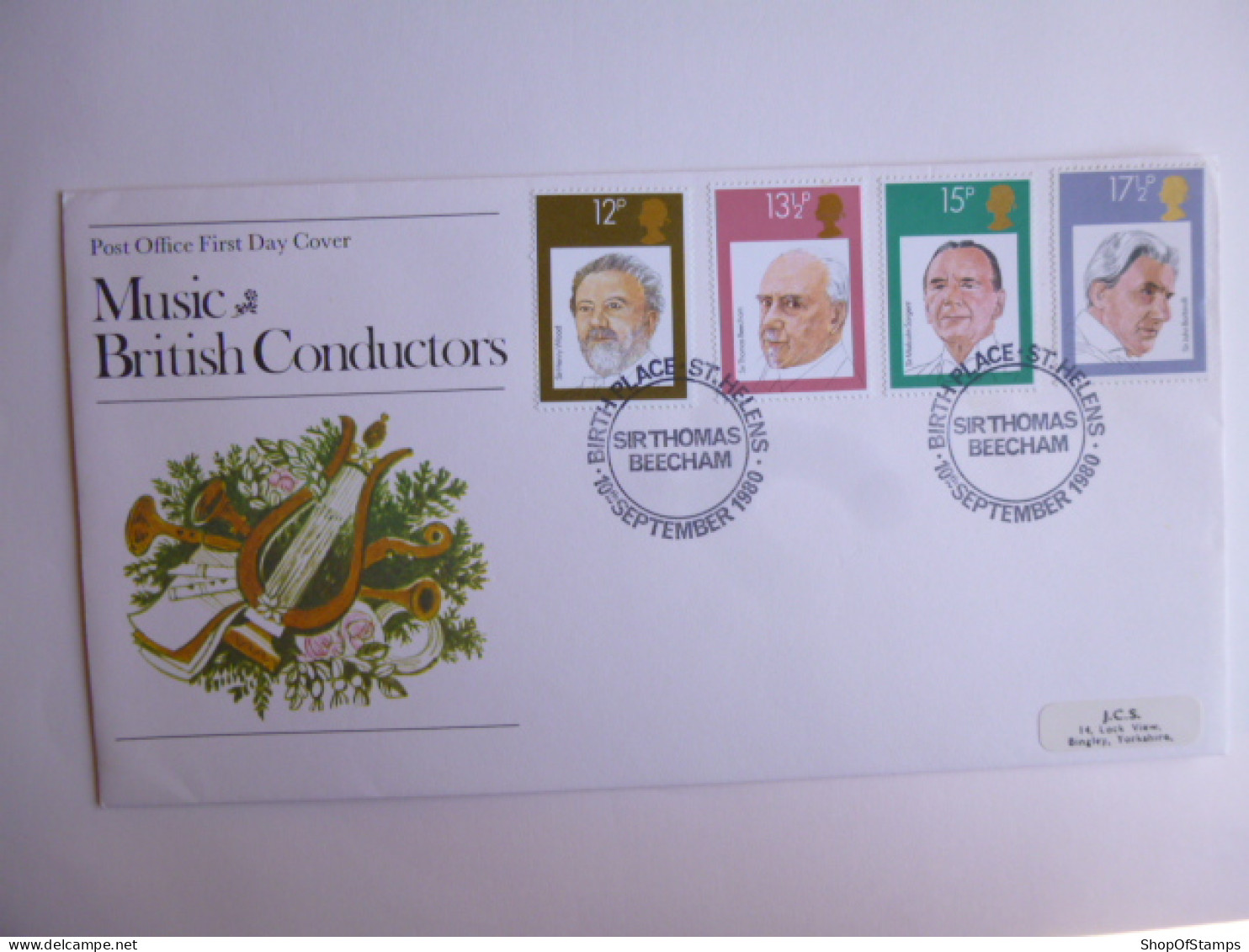 GREAT BRITAIN SG 1130-33 BRITISH CONDUCTORS  FDC BIRTH PLACE ST HELLENS; SIR THOMAS BEECHAM - Unclassified