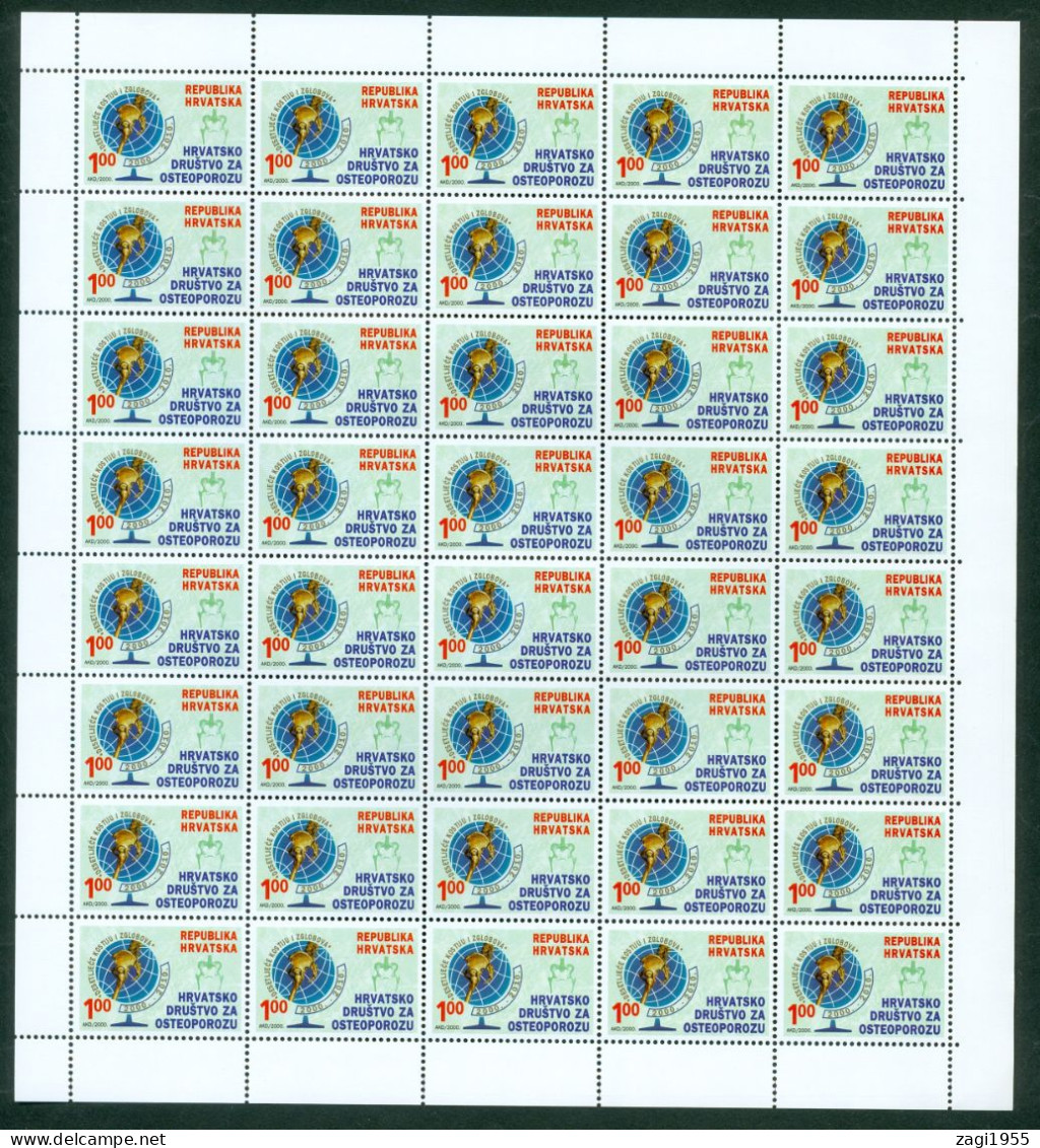 Croatia 2000 Medicine Osteoporosis Charity Stamp Sheet - Croacia